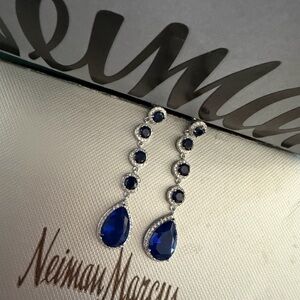 Luxury Blue Sapphire Earrings 14k white gold $1,395.00